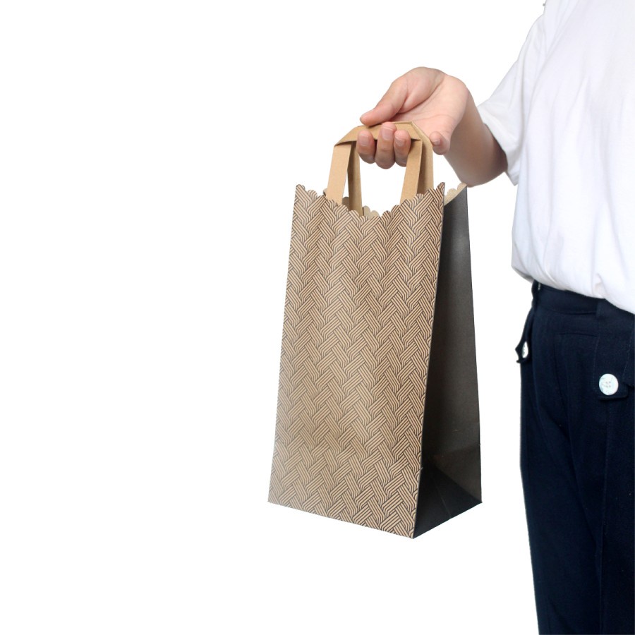 

[HARGA 10PCS[] DAISY PAPERBAG WOVEN WITH HANDLE / PAPERBAG / GOODIE BAG / BROWN KRAF