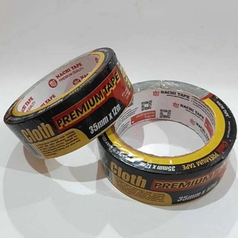 

CLOTH TAPE NACHI 35mm 12m PLAKBAN KAIN LAKBAN HITAM ISOLASI JILID