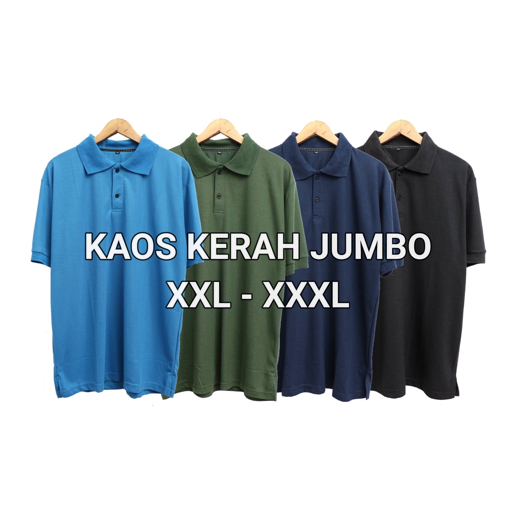 Kaos KERAH Pria Jumbo POLO Krah Big Size Dewasa Wanita Cowok XXL XXXL Polos Berkerah Lengan Pendek