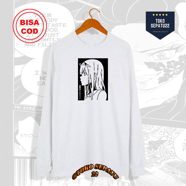 Kaos Anime Two Zero Darling Siluet - Kaos Lengan Panjang Pria - Longsleeve - Baju Distro Pria