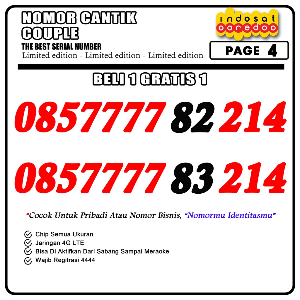 Nomor cantik Indosat Seri Kuarted Terbaik