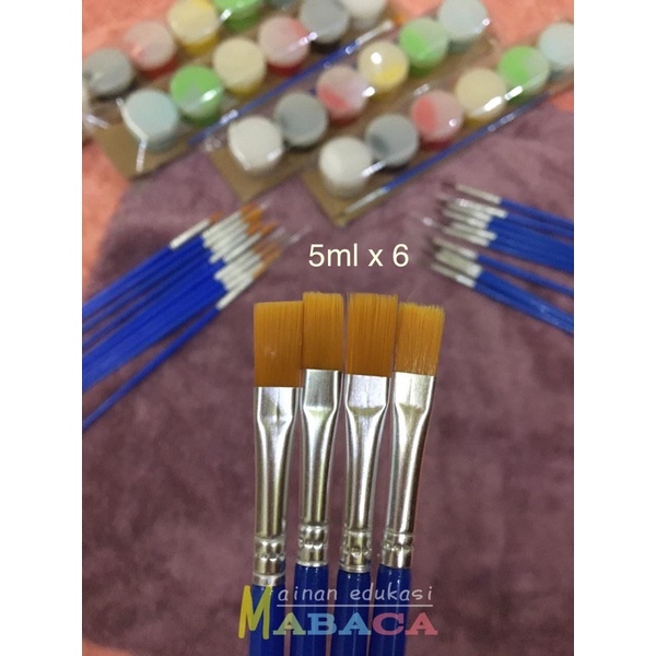 

KUAS DAN CAT AKRILIK ACRYLIC SET LUKIS PATUNG GYPSUM CANVAS PAINTING 5ml x 6 PER STRIP