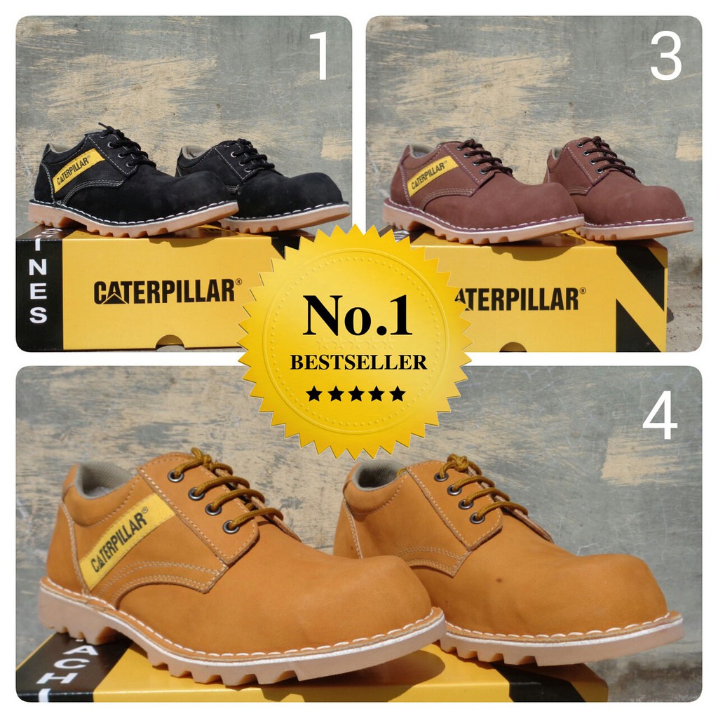 SPECIAL Sepatu Caterpillar Safety Pendek Bahan Kulit Asli Ready 3 Warna TERLARIS