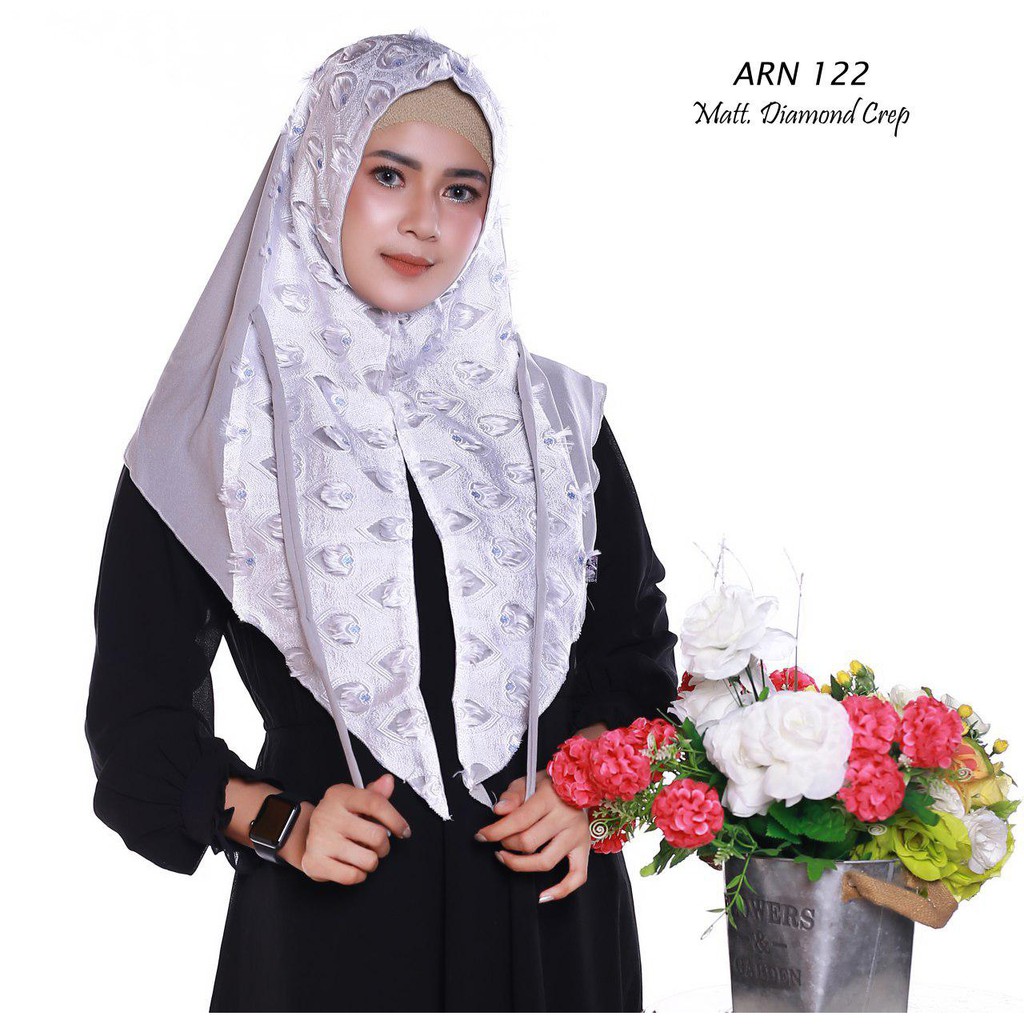 JILBAB KHIMAR TALI KOMBINASI BULU MOTIF MERAK