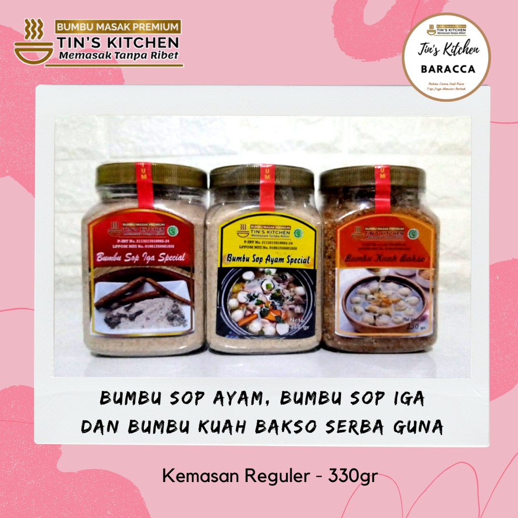 

Bumbu Sop Iga (BSI), Bumbu Sop Ayam (BSA), Bumbu Kuah Bakso (BKB) Reg. 330gr Bumbu Kering Serba Guna