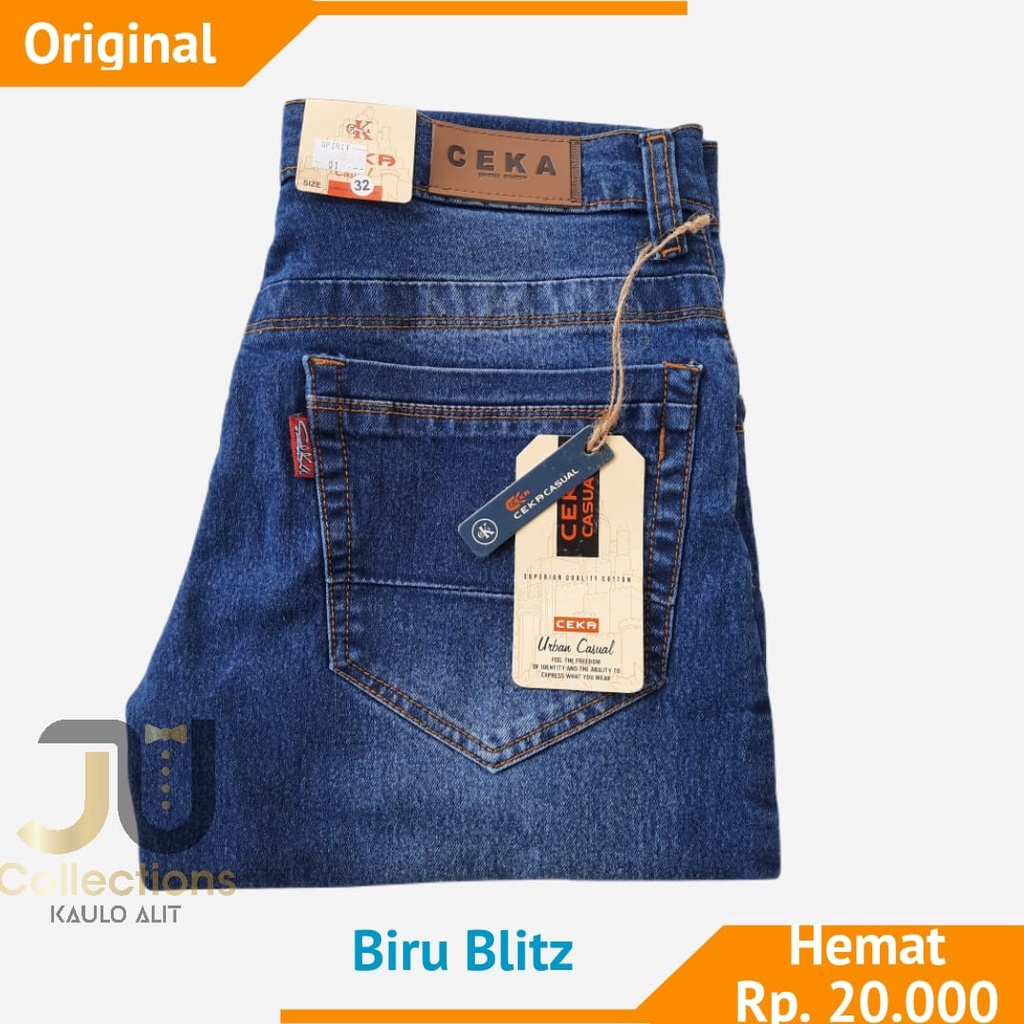 Celana Panjang Jeans Pria Original Ceka Primium Biru snaw blitz Size 27 Sampai 32