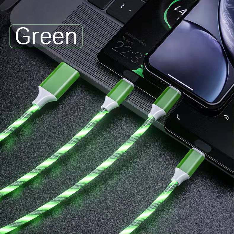 [BISA COD] 1 Pcs Kabel Charger 3 In 1 Full Led Fast Charging Cas Type C Micro Usb Iphone