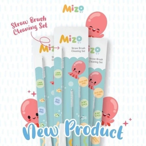 Mizo Straw Brush Cleaning Set - Sikat Sedotan Bayi / Botol / Dot isi 3