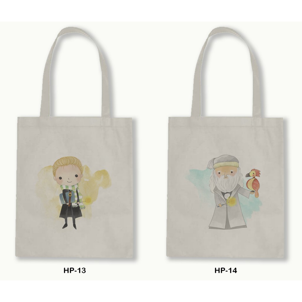 Tas Tote Bag Resleting Kanvas/Blacu  - Harry Potter Series.12