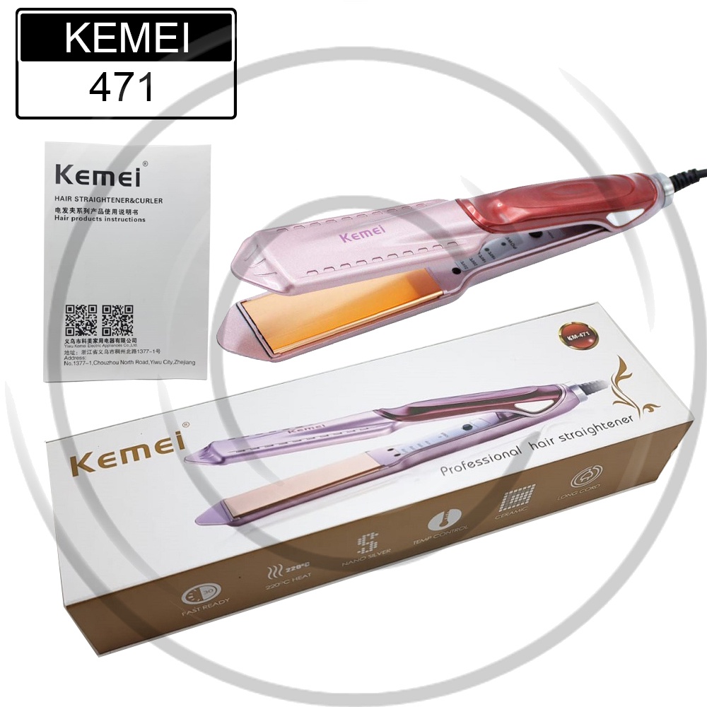 KEMEI / KM-471 / Catokan Pelurus / Hair Straightener Temperatur Adjustable Bahan Keramik - CO