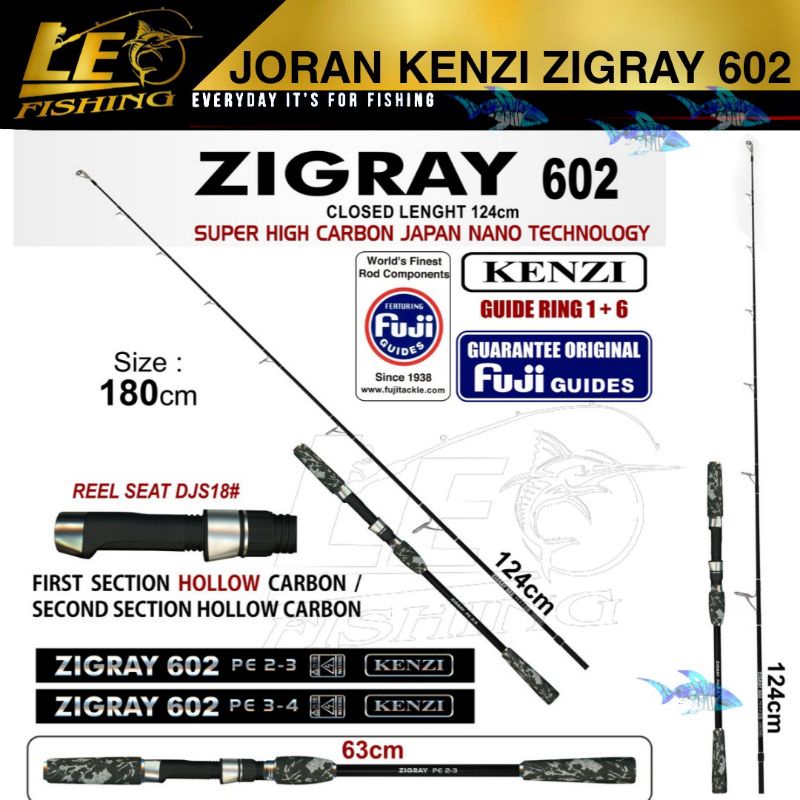 JORAN JIGGING SPINNING KENZI ZIGRAY 602 PANJANG 180CM RING FULL FUJI TERSEDIA 2-3LB 3-4LB SUDAH TERMASUK PACKING PARALON DAN BUBBLE