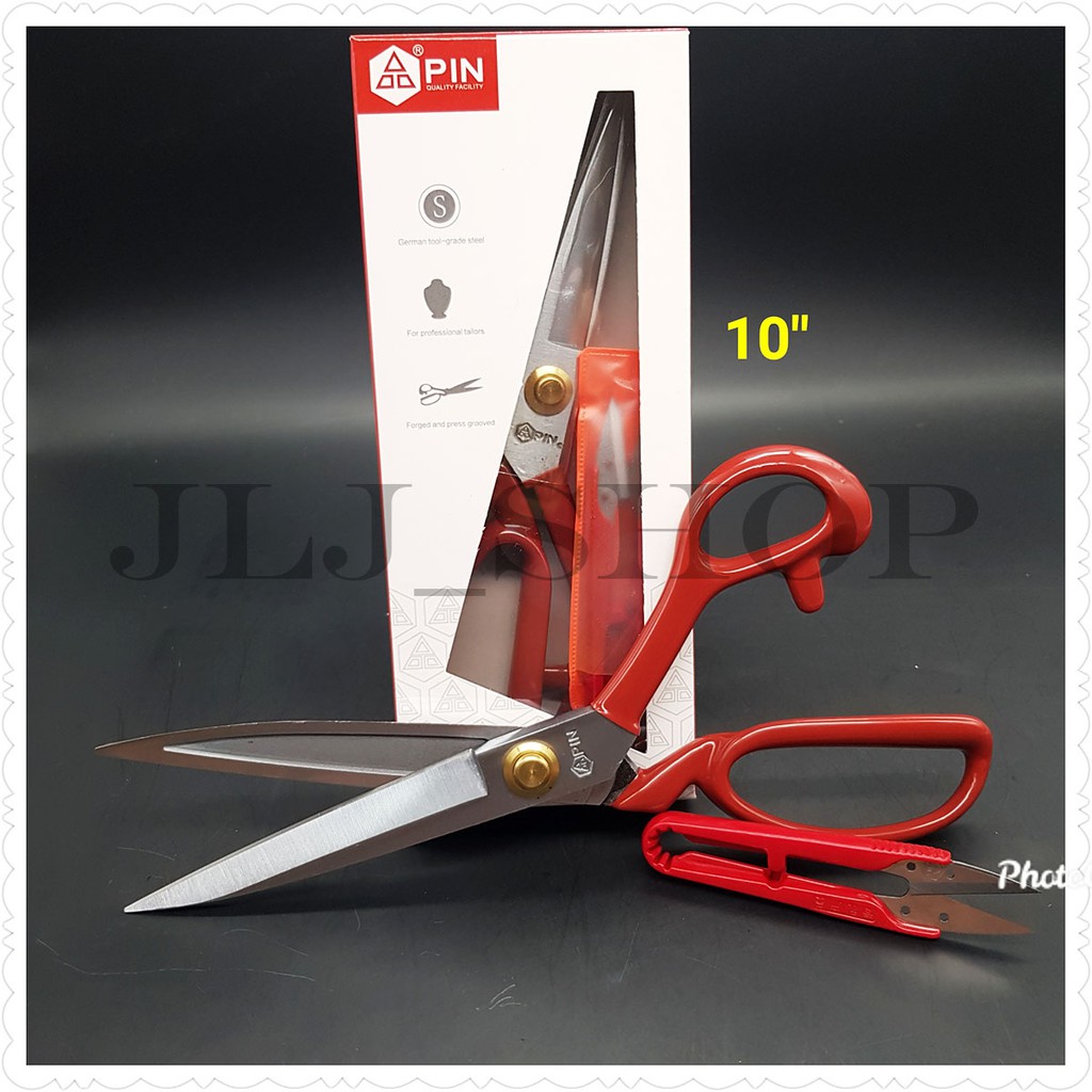 gunting pin potong bahan kain (tailor) ukuran 10&quot; (1104 merah)