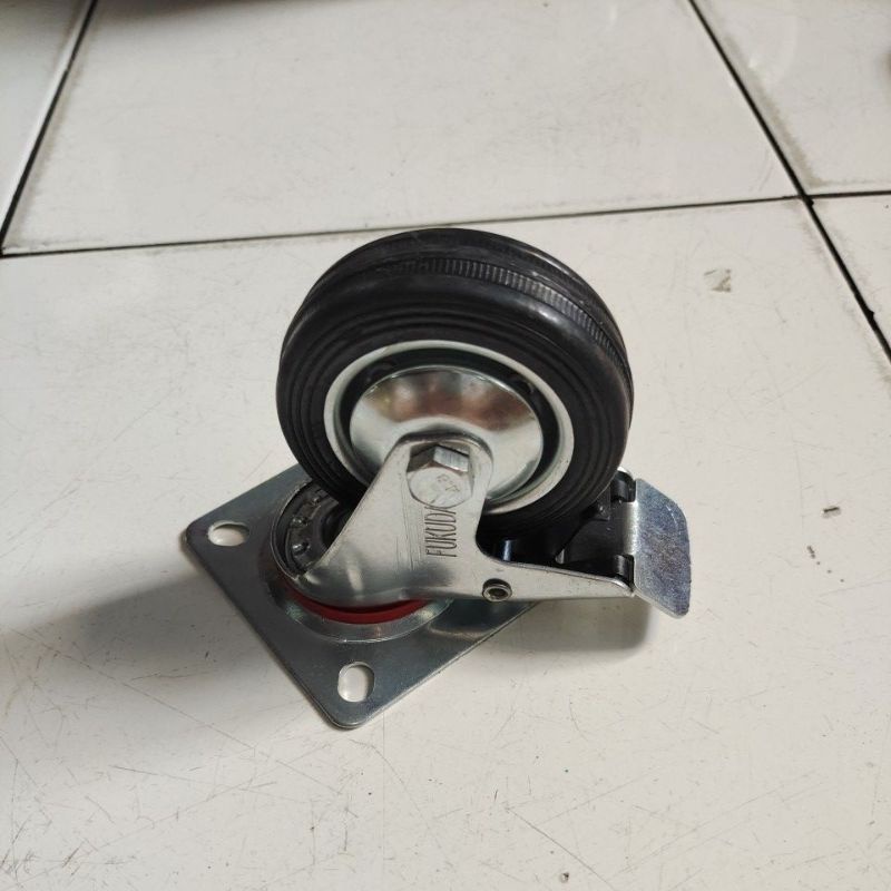 roda karet 3&quot; hidup+rem / roda troly 3&quot; hidup+rem / roda karet 3&quot; rem