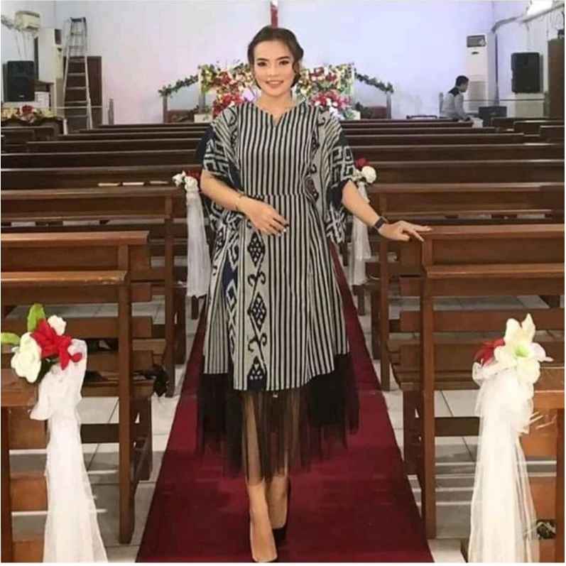 dress tenun modern - dress etnik - dress tenun - baju tenun wanita - dress adat modern - dress kekin