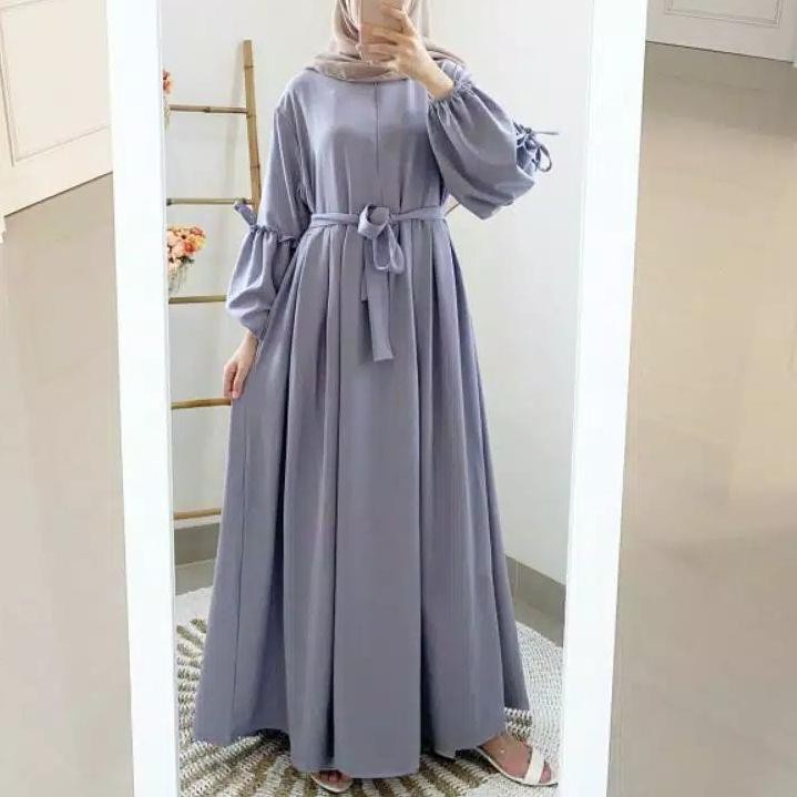 BRIELA | S M L XL XXL XXXL 5L | Maxi Dress Baju Gamis Syari JumboPolos Wanita Muslim Big SizeBahan Moscrepe-Grey