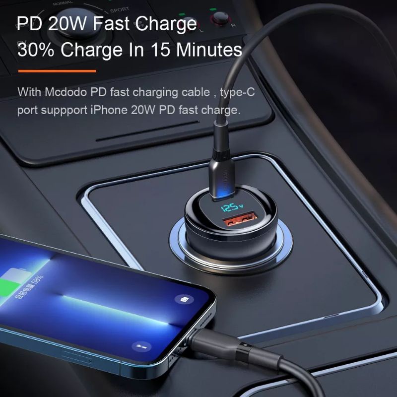 MCDODO Car Charger 95W Digital Display QC4.0 / QC 3.0 Fast Charging laptop &amp; mobile Phone