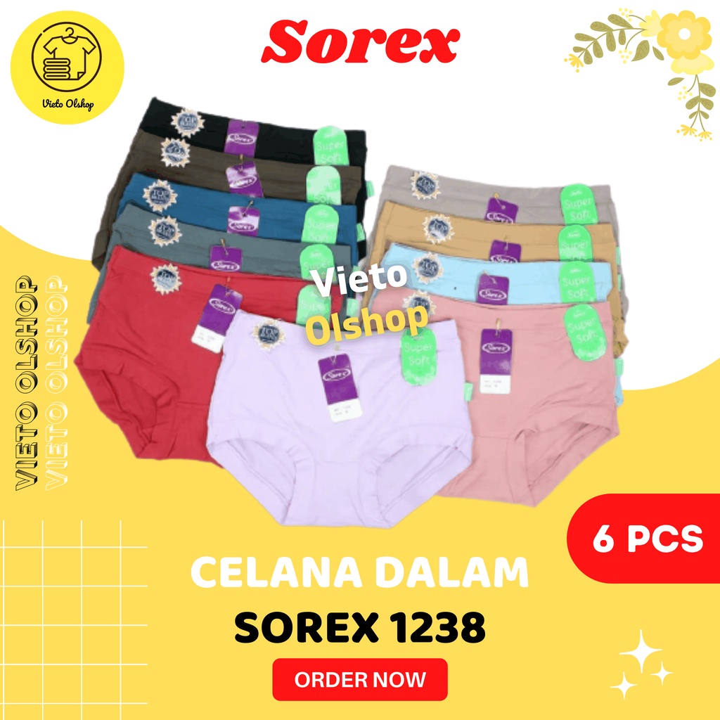 CD Sorex 1238 Maxi Lusinan Celana Dalam Wanita Dewasa Sorek Isi 6 / Underwear Daleman Cewek Super So