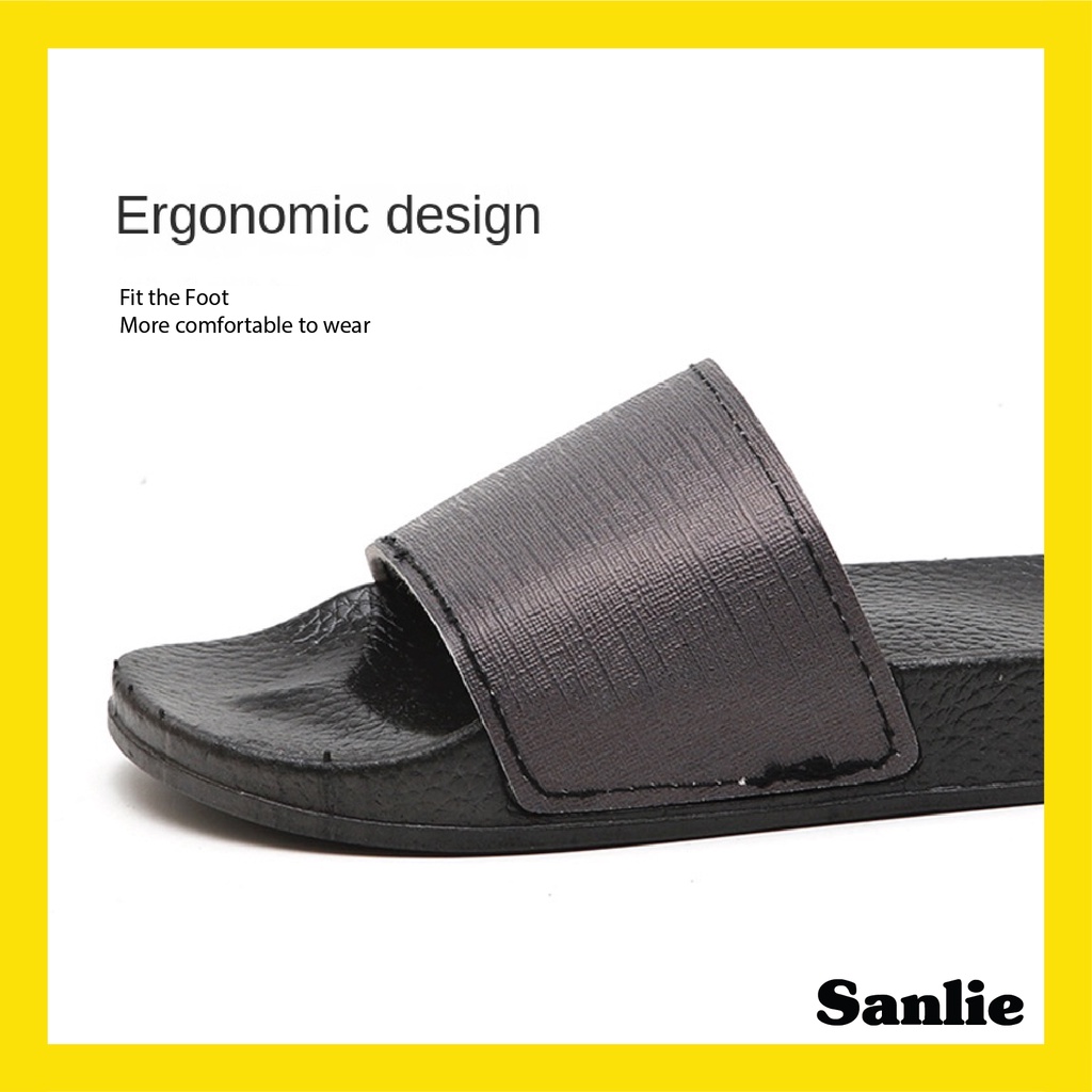 SANLIE SANDAL SLOP POLOS / SANDAL SLIDE SLOP POLOS EMPUK PRIA WANITA WARNA HITAM 525+555