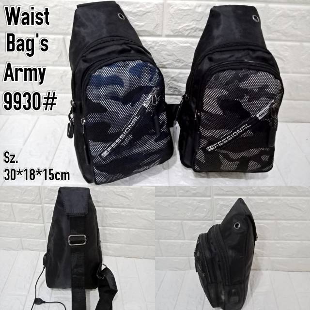 TAS WAISTBAG ARMY PRIA WANITA IMPORT