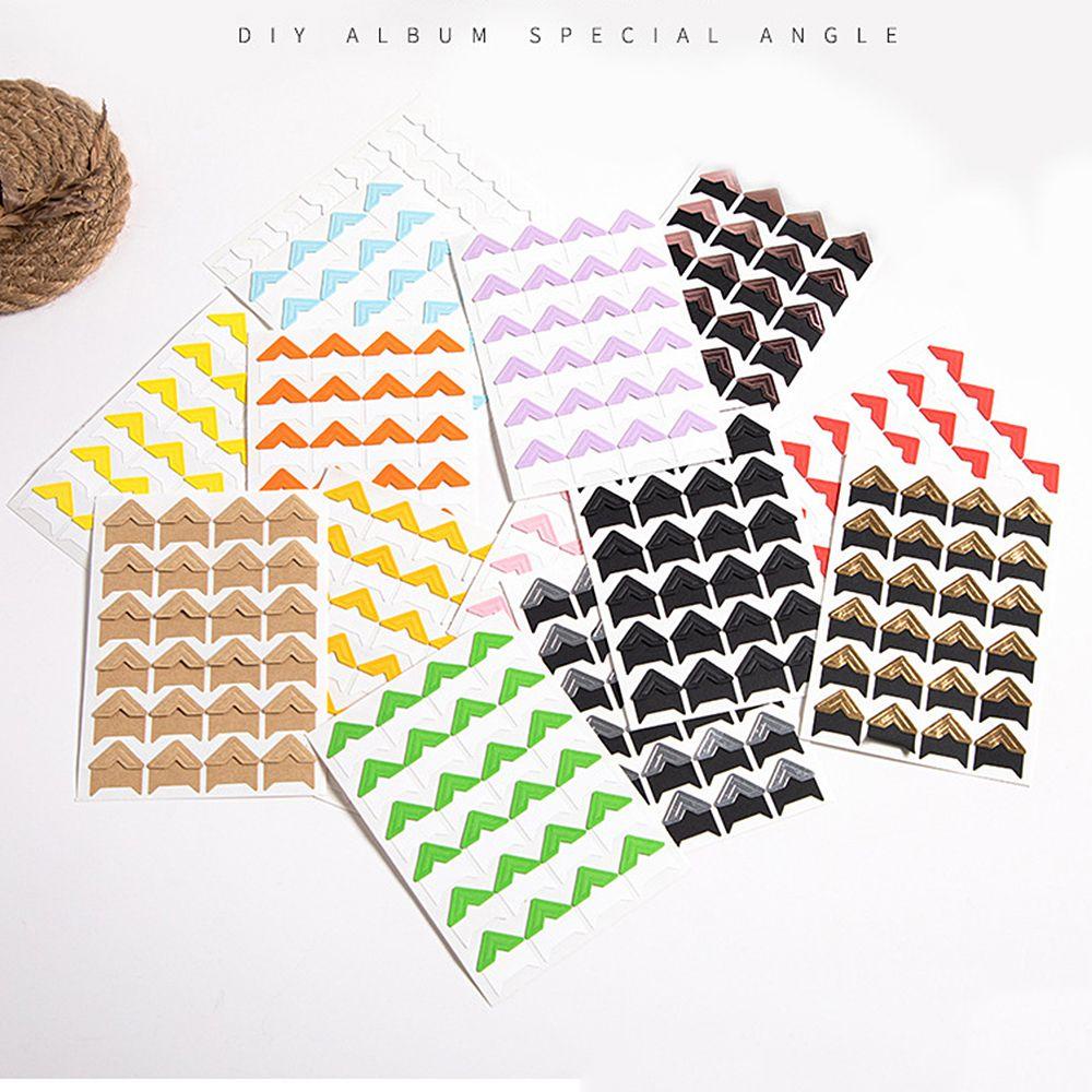 Solighter 24Pcs/Lot Stiker Sudut Multicolor Kraft Paper Vintage Dekorasi Scrapbooking