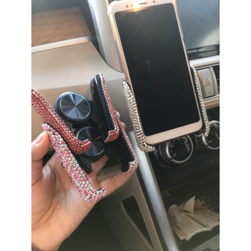 Phone holder ace mobil bling bling hp holder mobil Dudukan Ponsel Universal Hias Kristal Bling Adjustable Untuk Ventilasi Ac Mobil