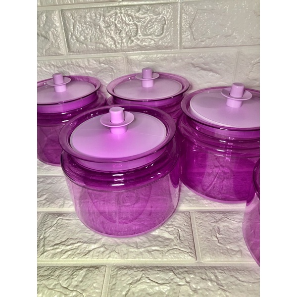Tupperware Counterpart Kristal Ungu 2pcs  - Toples Kaca Kue - Storage - Tempat penyimpann - Preloved