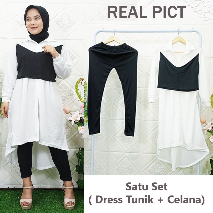 ALONA SET DRESS TUNIK DAN CELANA CARLINA FASHION