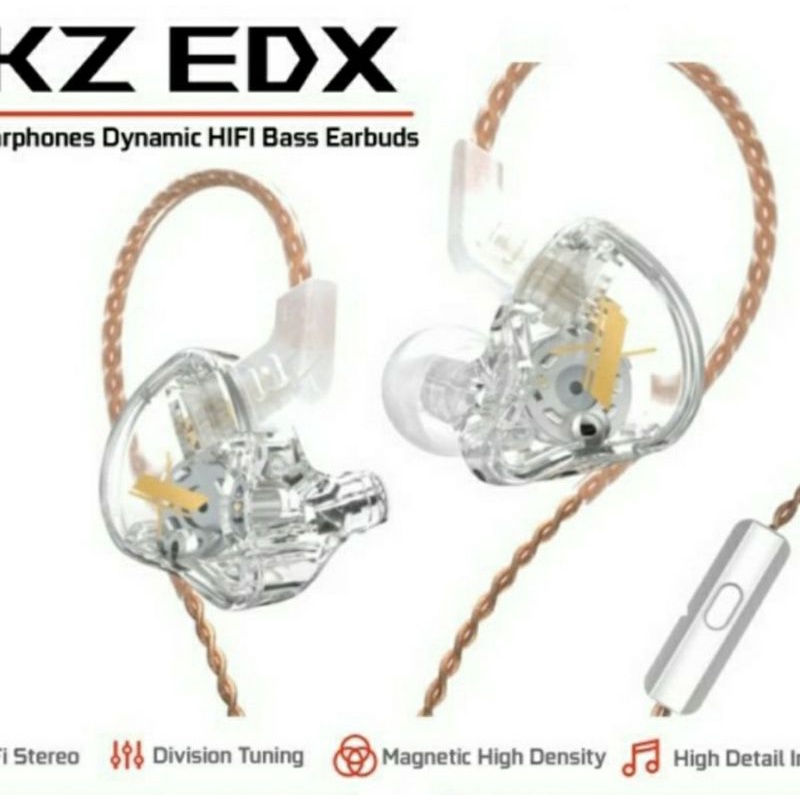 Knowledge Zenith KZ EDX earphones headset with Mic transparant