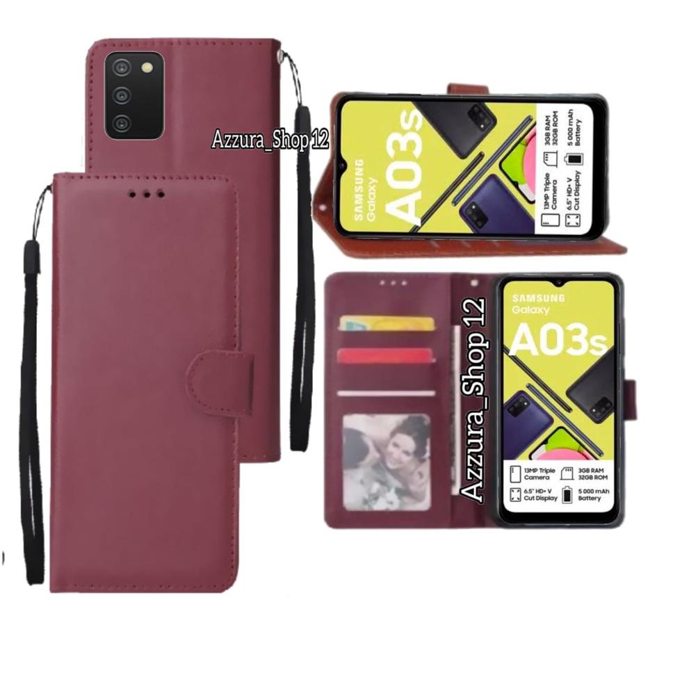 Paling Disukai.. LEATHER CASE FLIP UNTUK SAMSUNG GALAXY A03S - FLIP WALLET CASE KULIT SAMSUNG GALAXY