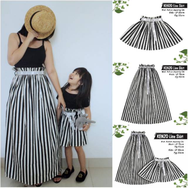 Kenzo Line Skirt | Couple Ibu Anak | Rok Ibu Anak | Rok Salur  Katun Jepang |