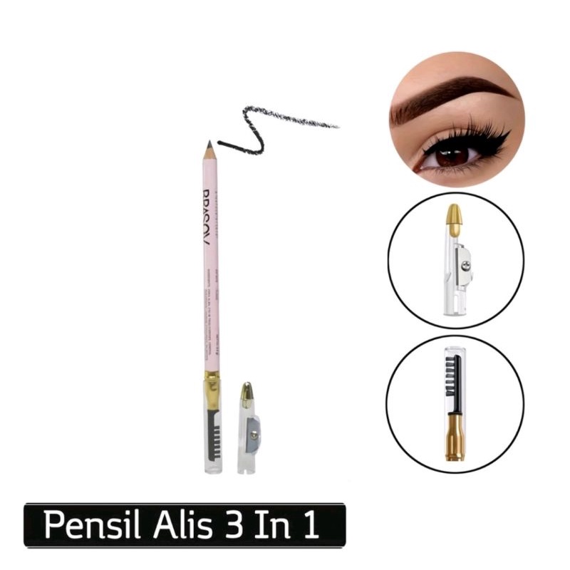 BRASOV Eyebrow Pensil Alis 3 in 1 + Sharperner + Brush | 2 in 1 + Sharperner Only