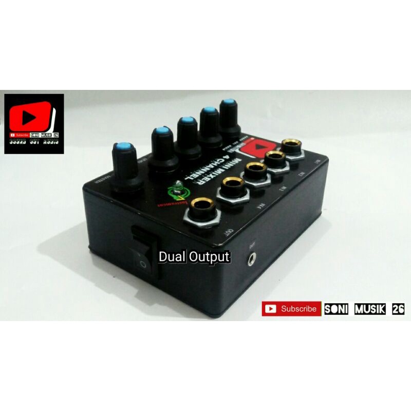 Mini Mixer 4 Channel 2 Output (Bisa Untuk Ke Soundcard V8) 9v