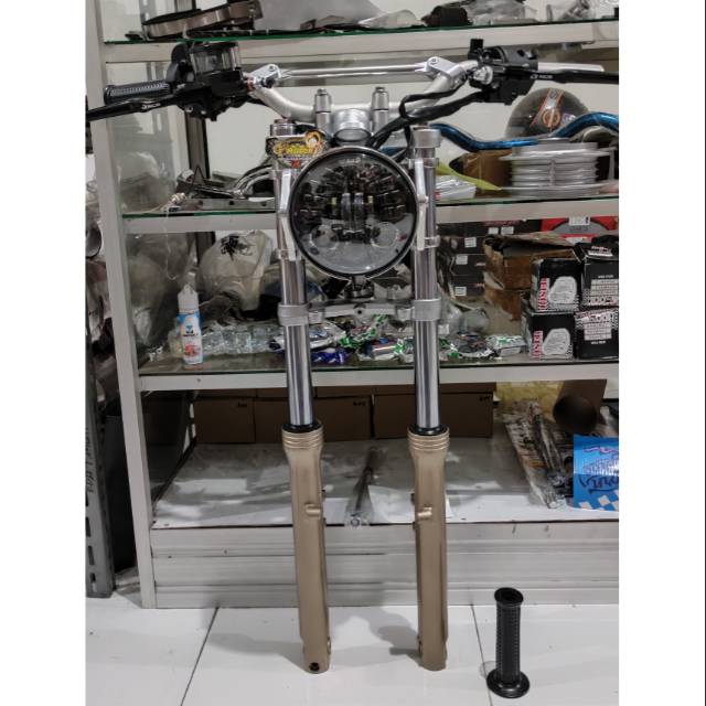 Shock Depan Ninja Gorilla Set paket lampu stir halder