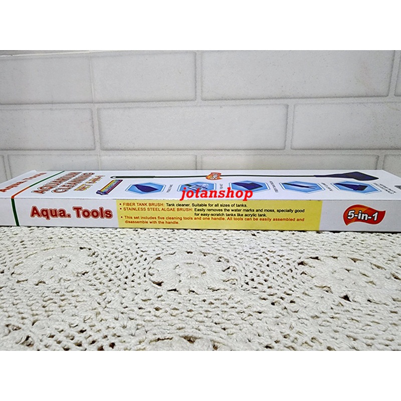 AQUA TOOLS 5 in 1 tongkat pembersih kaca aquarium algae scraper scratcher 5in1 aquatools