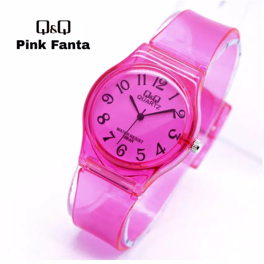 Jam Tangan Jelly Transparant Angka QQ Jam Tangan Fashion Cewek Bening 01-Fanta