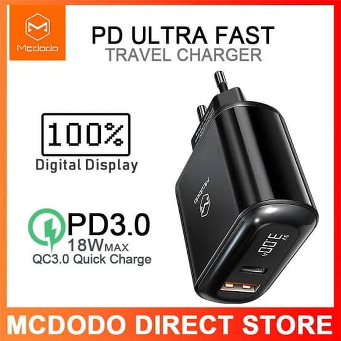 MCDODO CH-717 ADAPTOR CHARGER DIGITAL DISPLAY 18W PD QC 3.0