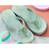 Sandal Jepit Tebal Wanita Dewasa Simple Tali Love Bunga Permata Cantik Elegant Import MGR Mokaya Morego Balance Breslin / Size 36-40 (811W-1)