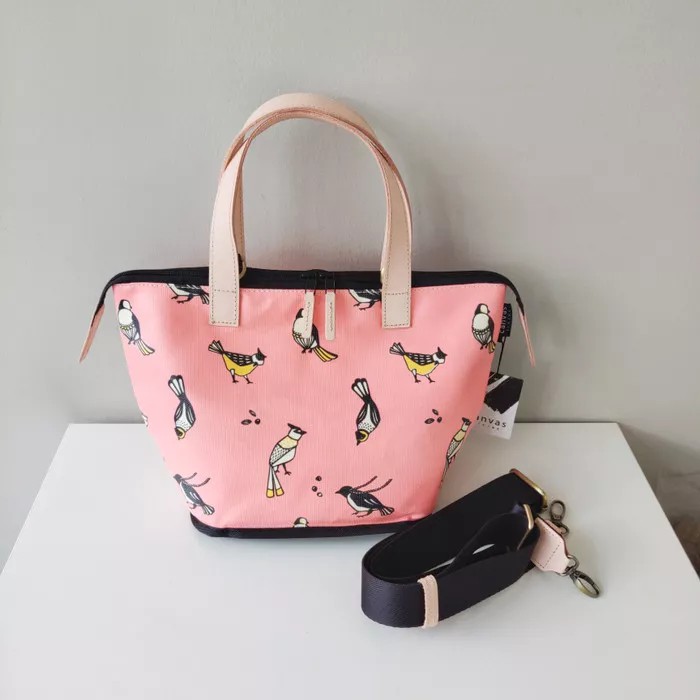 

Mini Tote Bag Birds Pink Canvas Living