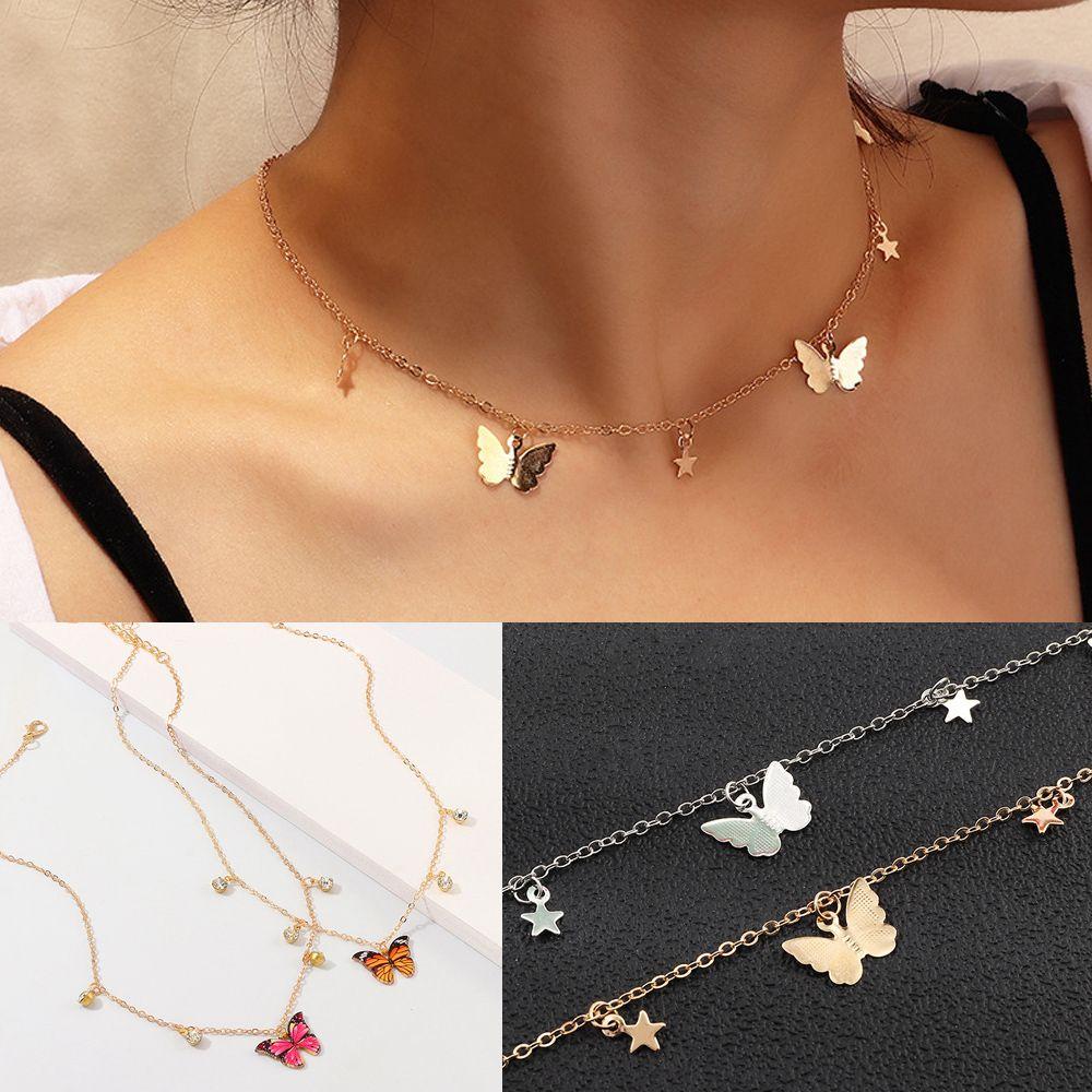 R-bunga Kalung Hewan Lucu Perhiasan Aksesoris Warna Emas Perak Liontin Choker