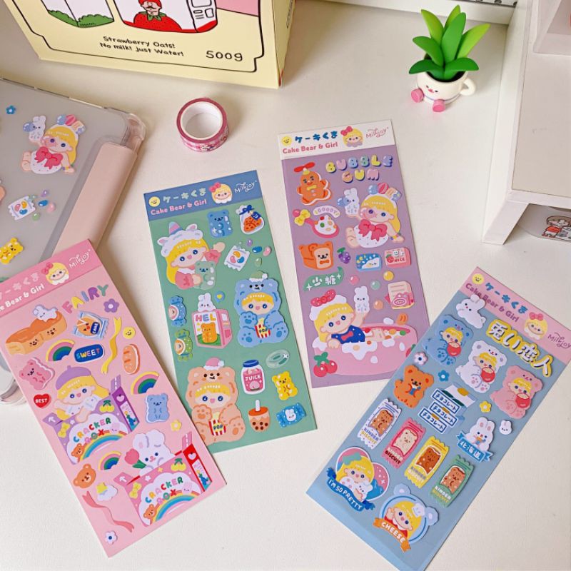 

stiker diy dekorasi bear bentoy/sticker ins gaya korea milkyjoy mini cute label