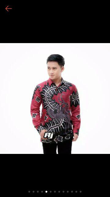 Kemeja Batik Pria Lengan Panjang Batik Size M L Xl Xxl  Bswart Hrb026 Kenongo Hem Panjang Padi