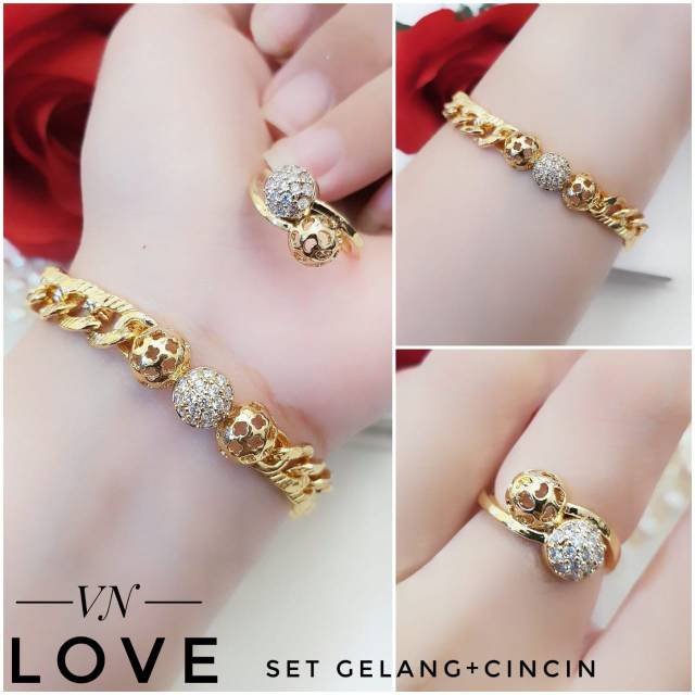 Xuping set perhiasan lapis emas 24k 3104g