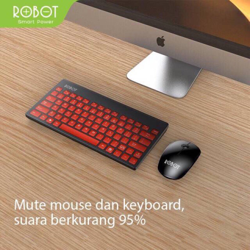 Keyboard  Wireles Robot KM3000 Combo Optical Mouse Receiver Usb for Pc Laptop Original Garansi 1 Thn