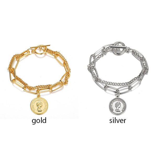 gelang double layer head pendant retro bracelet jge103 (1H1)