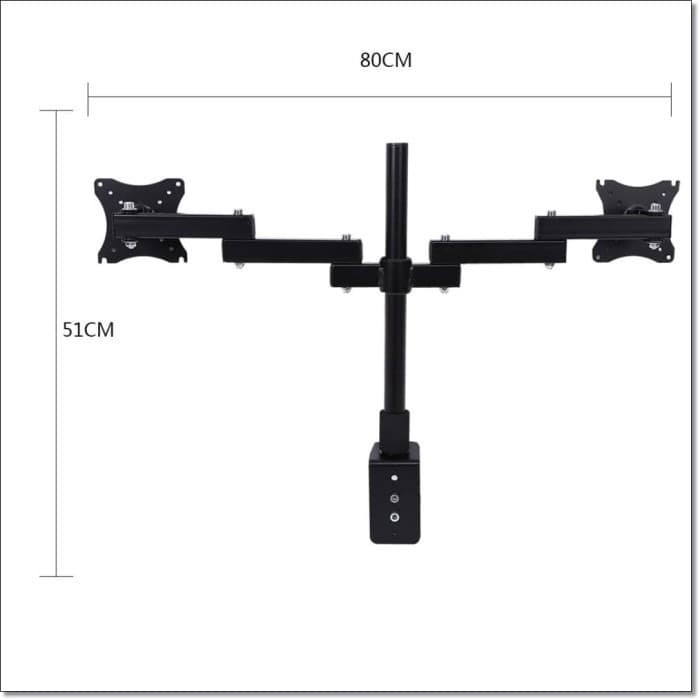 Bracket Dual Arm Dua Monitor TV Breket Table Mount Stand 15 sd 27 Inch