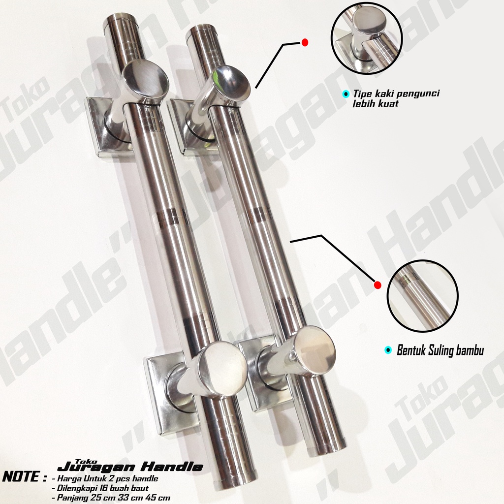 handle pintu rumah minimalis 45 cm / gagang pintu model suling silver / handel pintu logam stainless tebal antikarat / tarikan pintu kualitas ekspor