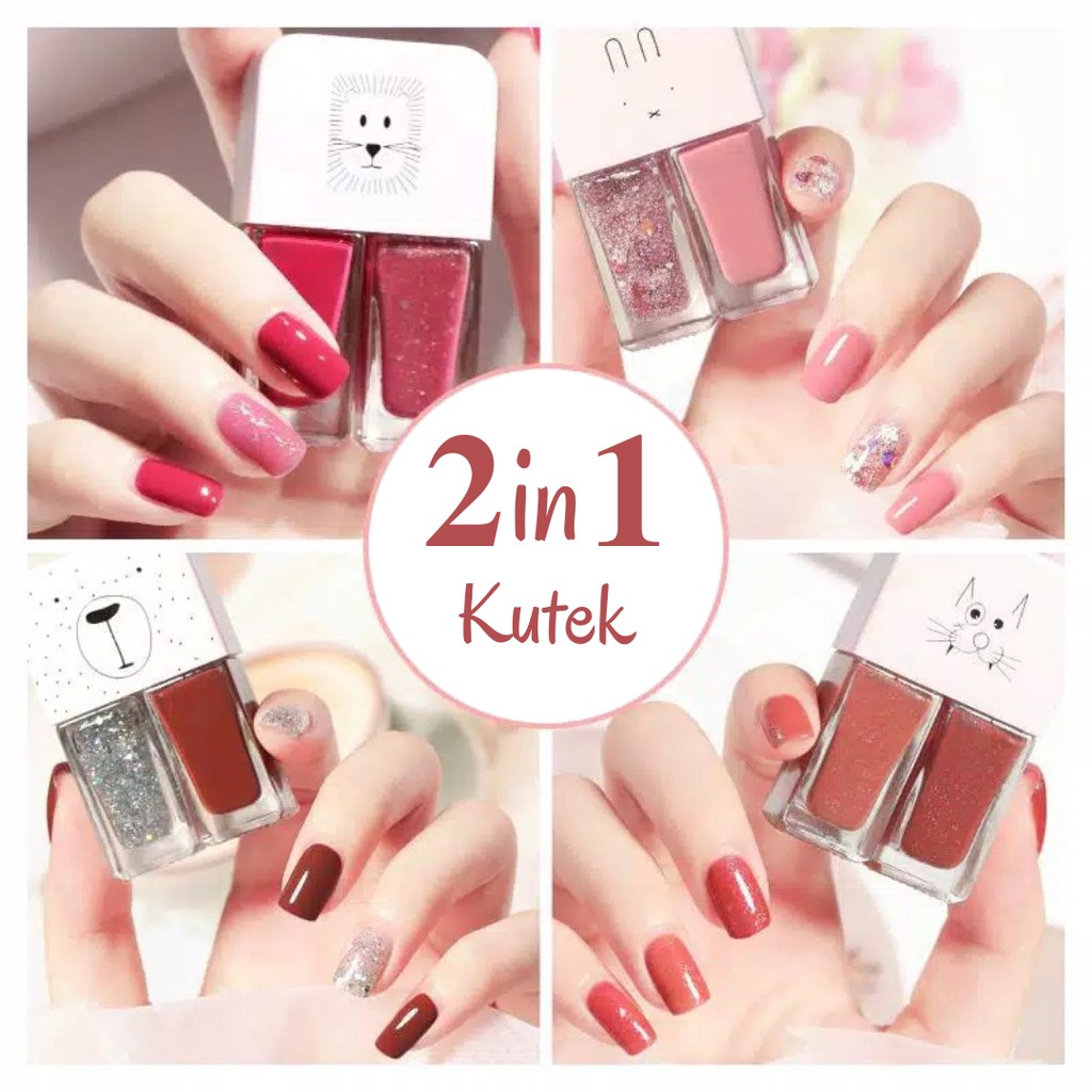 2IN1 KUTEK HALAL KUTEKS 2 TONE Cat Kuku muslimah Gel Nail polish KOREA