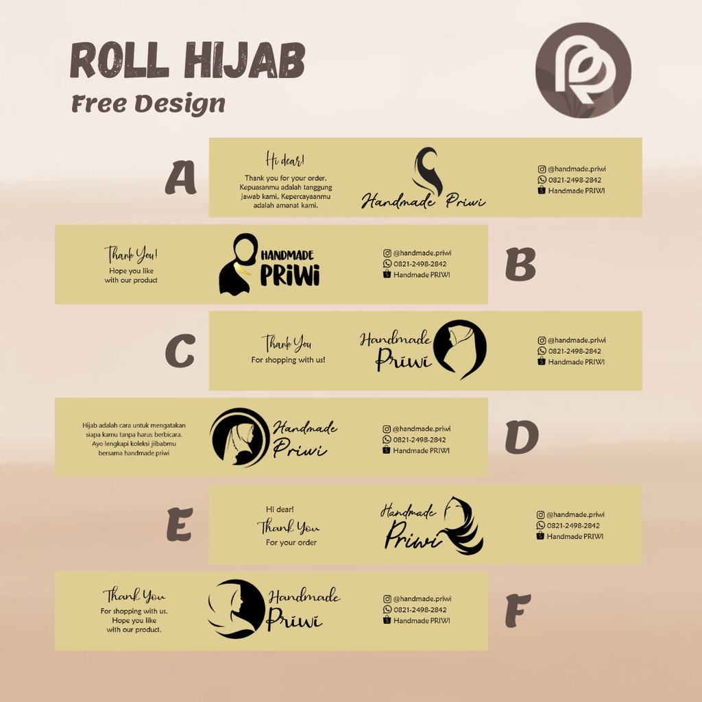 

ROLL HIJAB KRAFT LABEL PENGIKAT PEREKAT KERUDUNG CUSTOM MURAH - TOKO BERCANDA