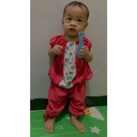 Setelan Baju Dress Pendek Anak Bayi Wanita Cewek 1 2 3 4 5 tahun Arem