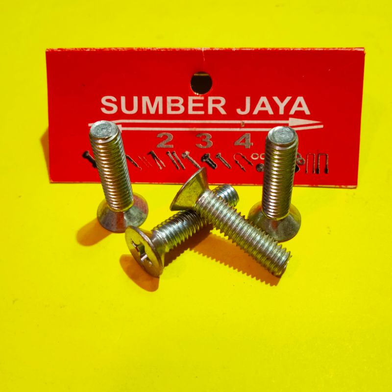 baut JF 6 x 25 putih / skrup 6 x 25 TERMURAH